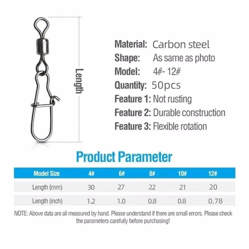 Вертлюг с карабином SNAP SWIVELS 10шт