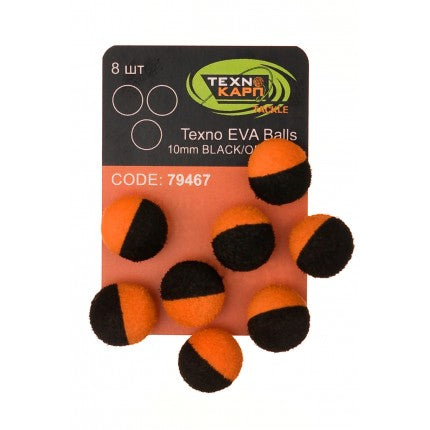 Texno EVA Balls 10mm black/orange уп/8шт - Carpion -חנות דייג