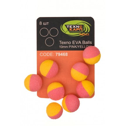 Texno EVA Balls 10mm pink/yellow уп/8шт - Carpion -חנות דייג