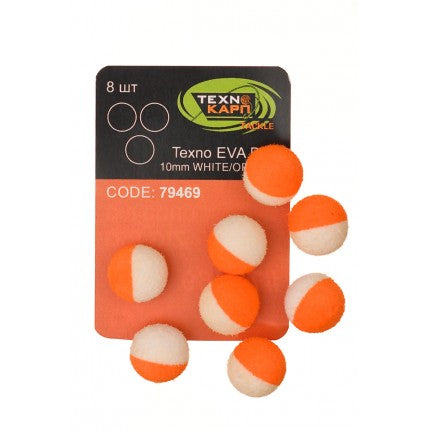 Texno EVA Balls 10mm white/orange уп/8шт - Carpion -חנות דייג