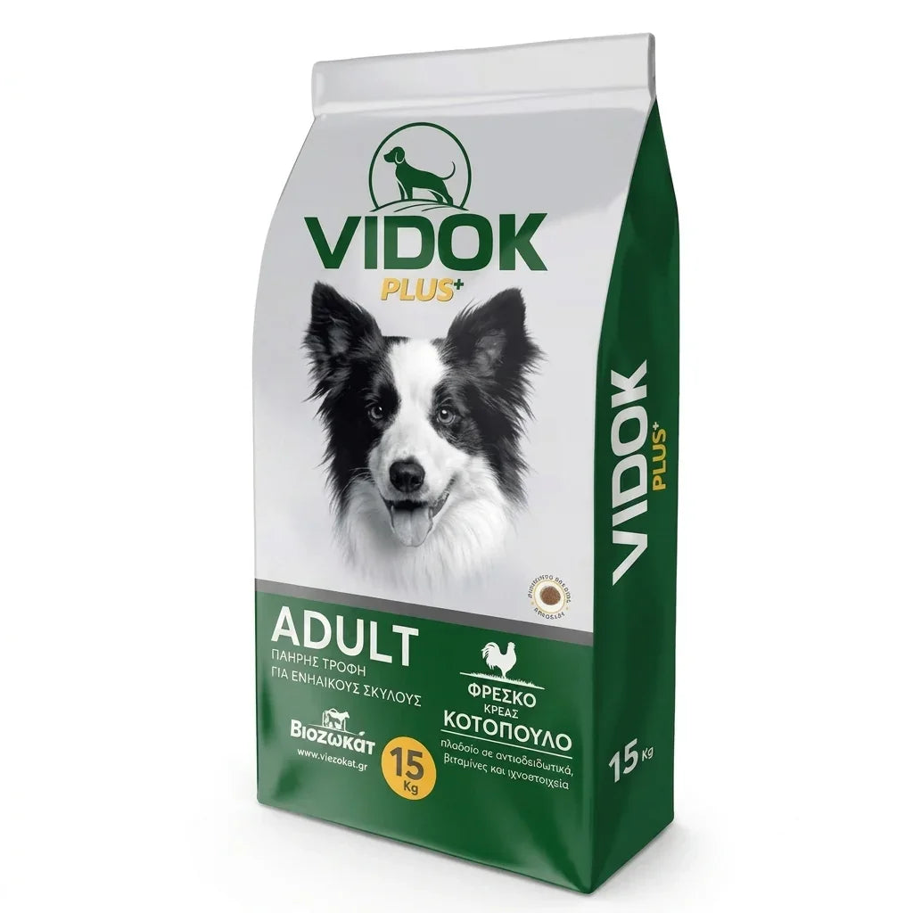 Vidok Plus+ Adult: Полнорационный корм - Курица (15 кг) в магазине для рыбалки Vidok