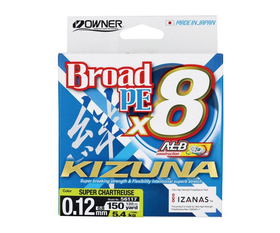 Шнур Owner Kizuna Broad PEx8 135м 0.12мм 5.4кг Chartreuse - Carpion - חנות דייג בישראל