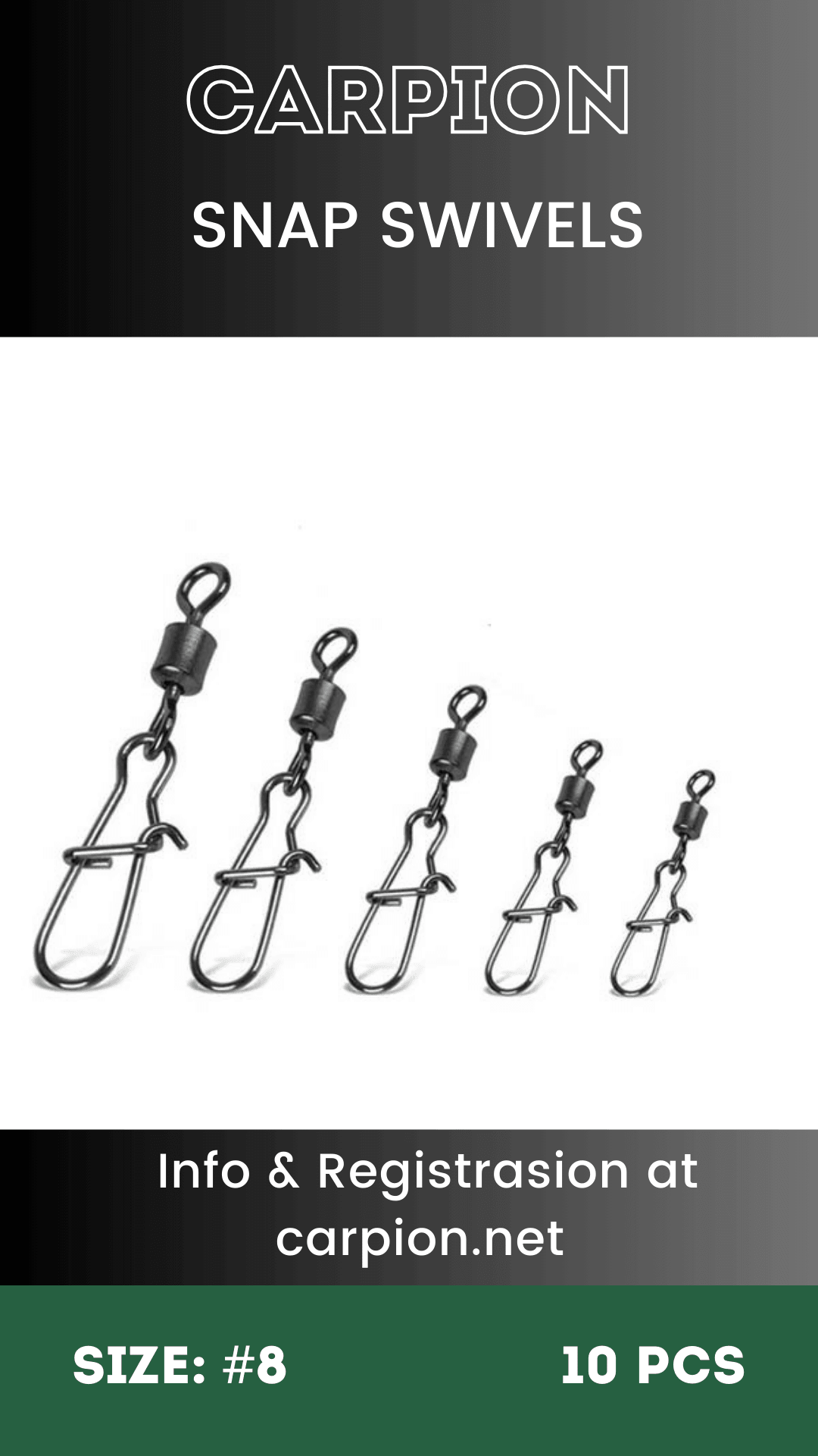 Вертлюг с карабином SNAP SWIVELS 10шт