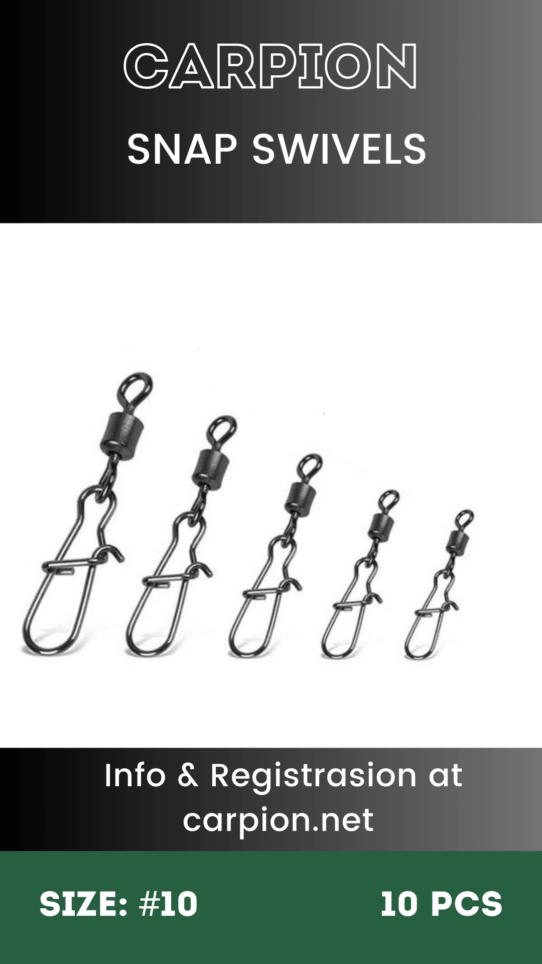 Вертлюг с карабином SNAP SWIVELS 10шт