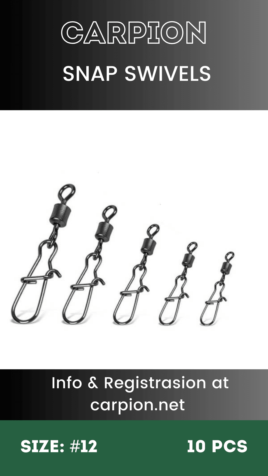 Вертлюг с карабином SNAP SWIVELS 10шт