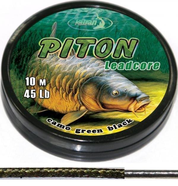 Katran Лидкор Lead core PITON camo green black 45Lb 10m - Carpion - חנות דייג בישראל