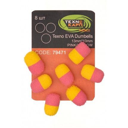 Texno EVA Dumbells 13mm*10mm pink/yellow уп/8шт - Carpion - חנות דייג בישראל