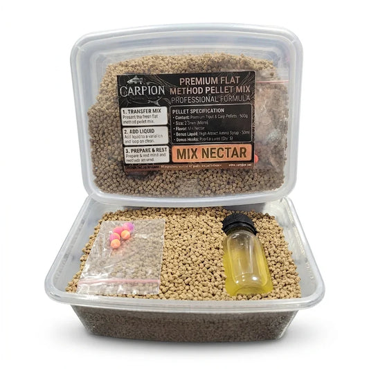 Flat Method Mix Nectar 500g + Liquid + Pop-Ups в магазине для рыбалки Carpion