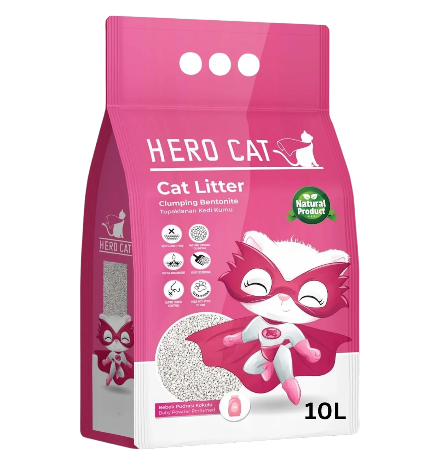 Hero Cat — Комкующийся бентонитовый наполнитель премиум-класса (10л) в магазине для рыбалки Petsan Bentonit