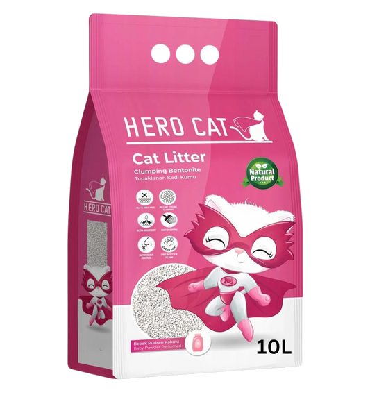 Hero Cat — Комкующийся бентонитовый наполнитель премиум-класса (10л) в магазине для рыбалки Petsan Bentonit