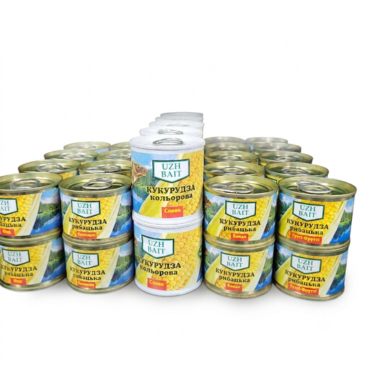 Кукуруза рыболовная консервированная UZH BAIT (со вкусами) в магазине для рыбалки UZH BAIT