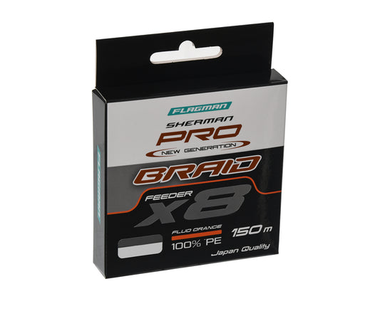 Шнур Flagman Sherman Pro NG Braid X8 Fluo Orange 150м в магазине для рыбалки Flagman