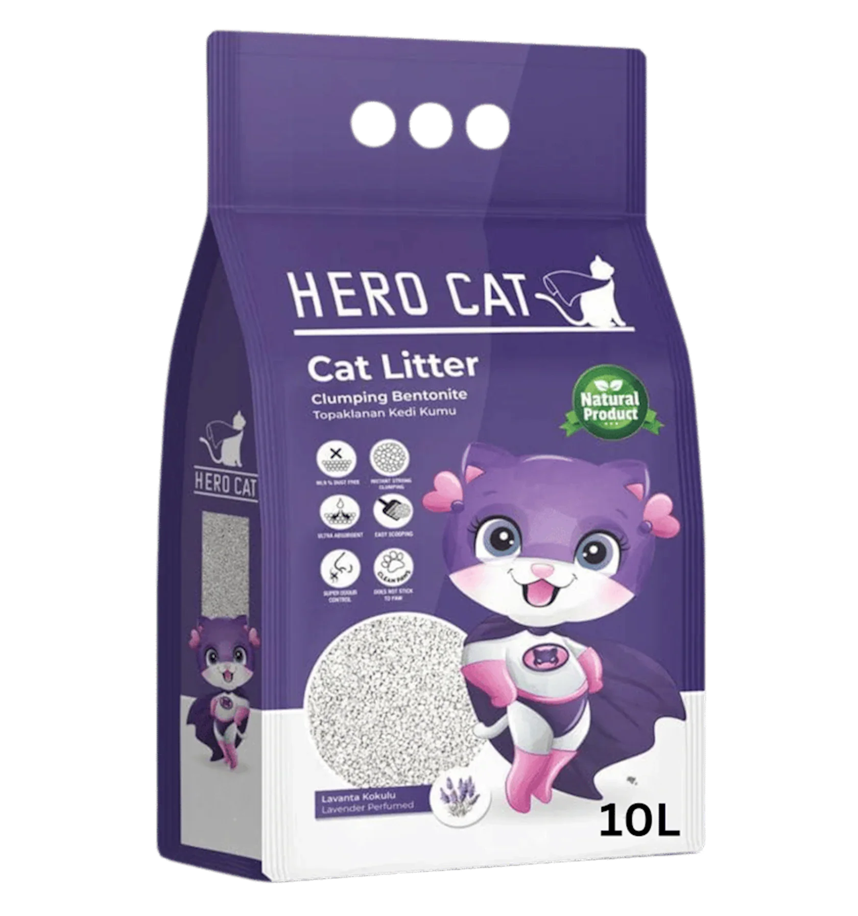 Наполнитель для кошачьего туалета Hero Cat (Лаванда) 10л в магазине для рыбалки Petsan Bentonit