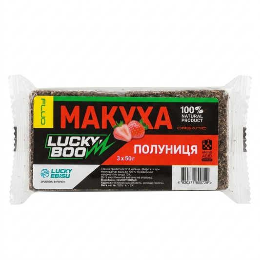 Макуха рыболовная Lucky Ebisu «Lucky Boom FLUO» — Клубника (Полуниця) (3 шт. х 50 г) в магазине для рыбалки LUCKY EBISU