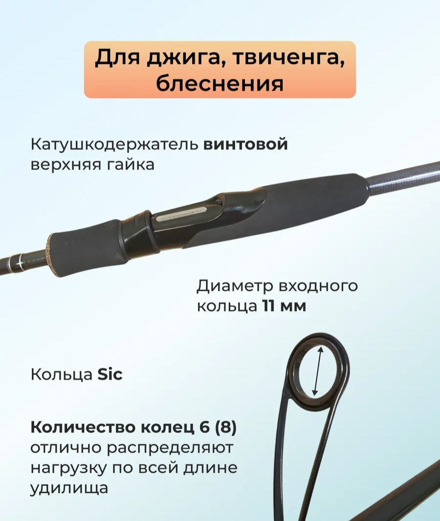 Спиннинг Kaida Paladin 1.98м, тест: 1-7/3-12 г, 95 г (2 хлыста)