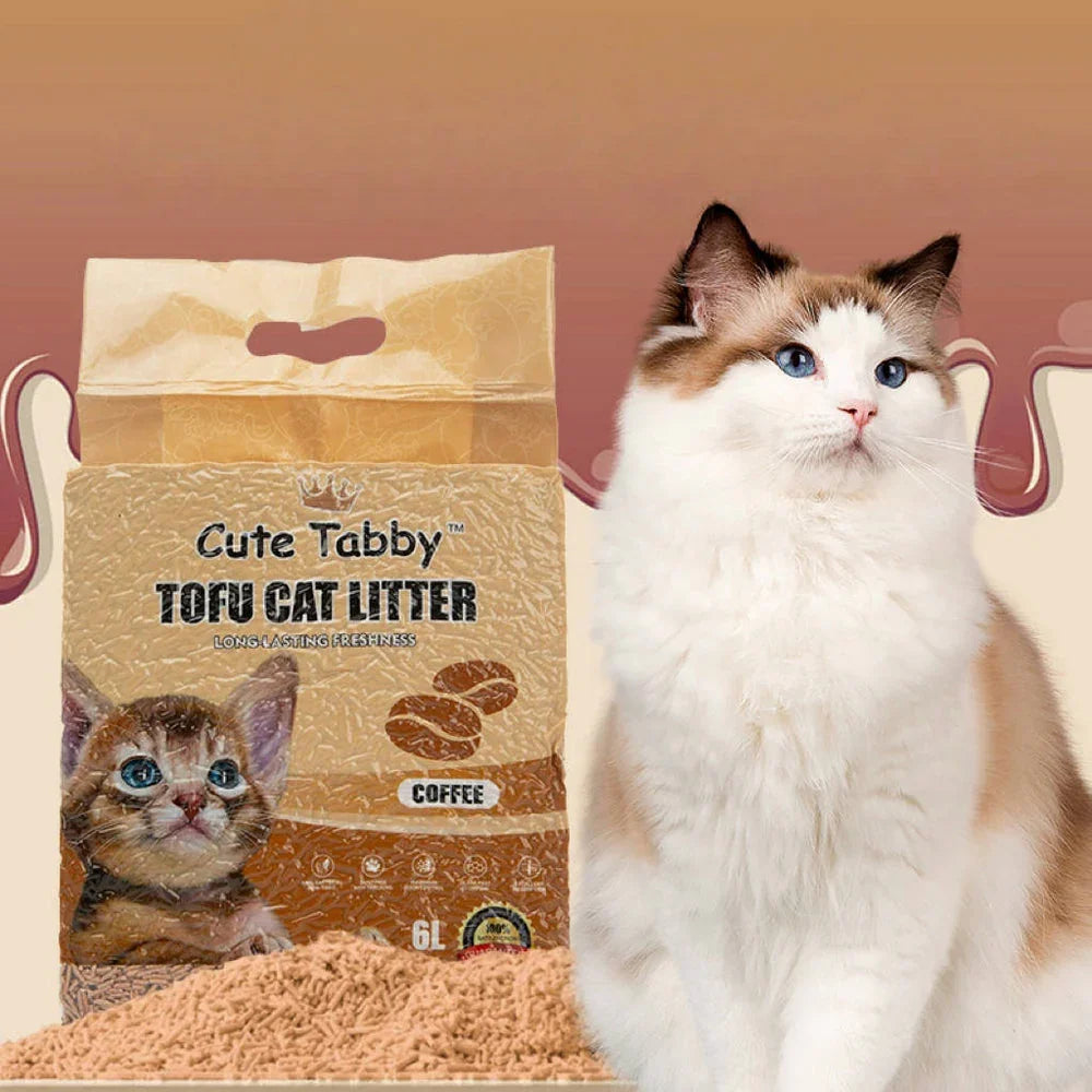 Наполнитель для кошачьего туалета Cute Tabby Tofu Cat Litter с ароматом кофе 6л в магазине для рыбалки Cute Tabby